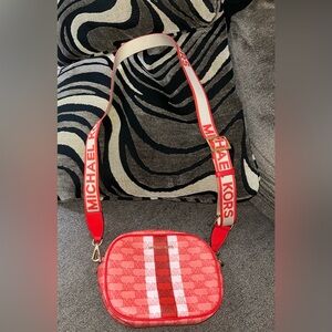 Michael Kors Red and White Crossbody Bag